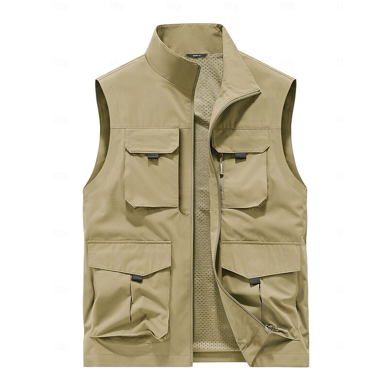 Men's Outdoor Vest Tactical Jacket Sports Outdoor Fishing Camping & Hiking Active Spring Fall Multi Pocket Multi Layer Polyester Tactical Zipper Black Navy Blue Khaki Army Green Vest3