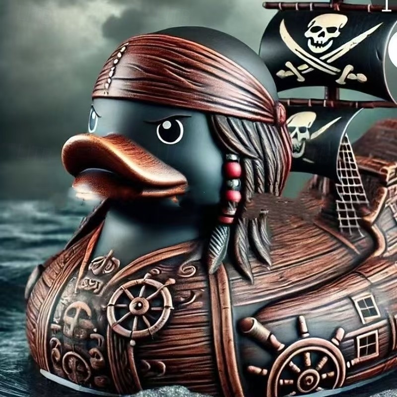 Pirate Captain Duck Resin Statue Figurine, Nautical Duck Decor for Shelf or Desk, Funny Pirate Ship Captain Duck Sculpture for Halloween or Coastal Party Display4