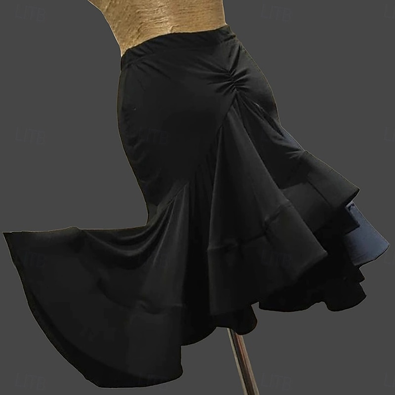 Latin Dance Skirts Pure Color Splicing Women's Performance Training High Spandex4