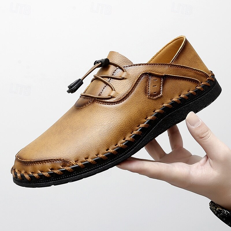 Men's Casual Slip-On Moc Toe Shoes – Soft Sole Hand-Stitched Design for Driving, Travel & Everyday Comfort4