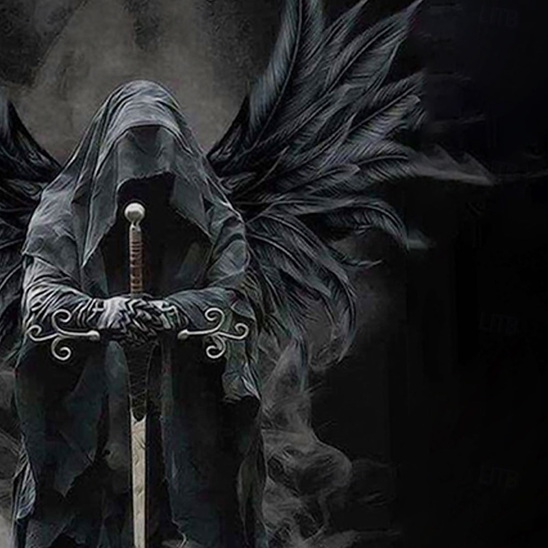 Men's Grim Reaper Angel Death Swim Trunks Swim Shorts Board Shorts Mid Waist Dark Gothic Style Holiday Streetwear Side Pockets Mesh Lining Elastic Drawstring Waist Designer Clothing Apparel2