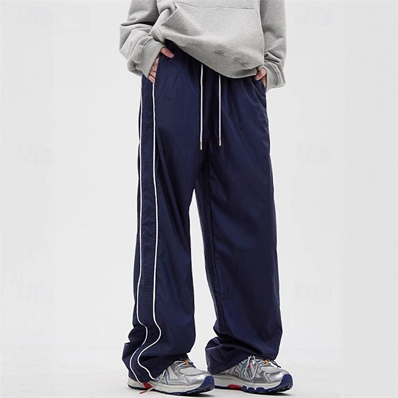 Men's Tech Pants Trousers Casual Pants Pocket Elastic Waist Drawstring Color Block Comfort Sports Outdoor Daily Fashion Casual Dark Blue Micro-elastic2