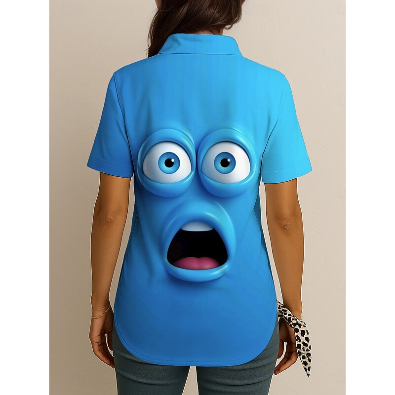 Women's Shirt Long Sleeve Button Down Blouse Graphic 3D Daily Stylish Short Sleeve Shirt Collar Regular Tops Daily Yellow Blue Green Summer Spring2