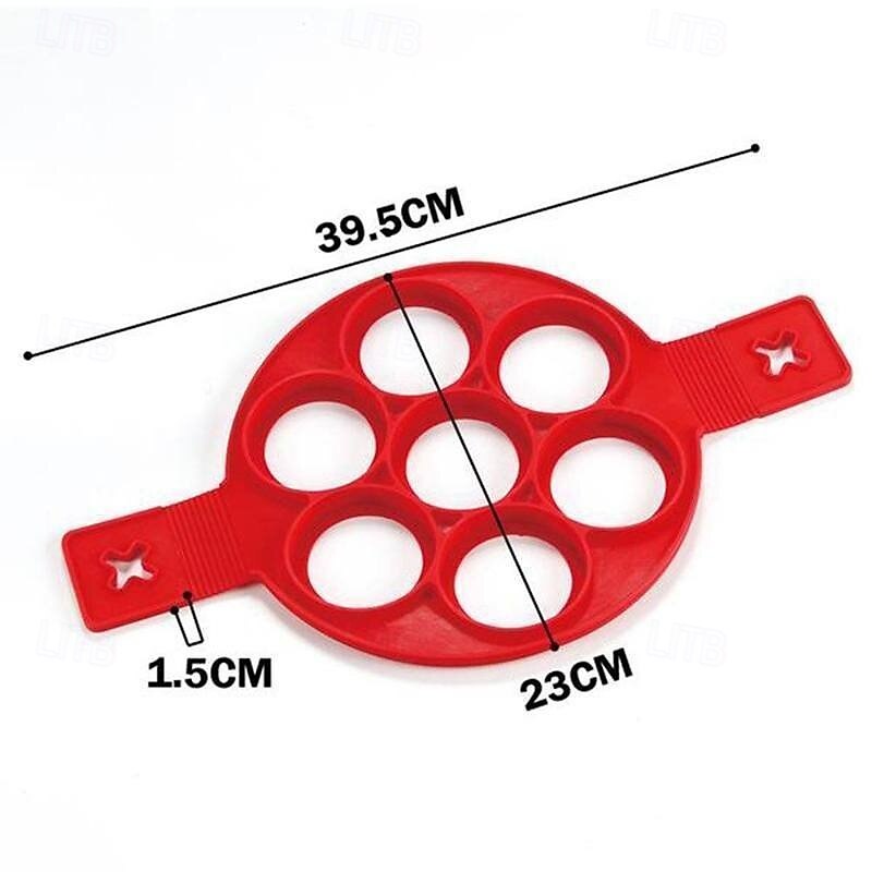 Non Stick Silicone Pancake Mold Ring Seven Hole Egg Ring for Cooking High Temperature Resistant Round Mold for Fried Eggs Pancakes and Baking Kitchen Tool4