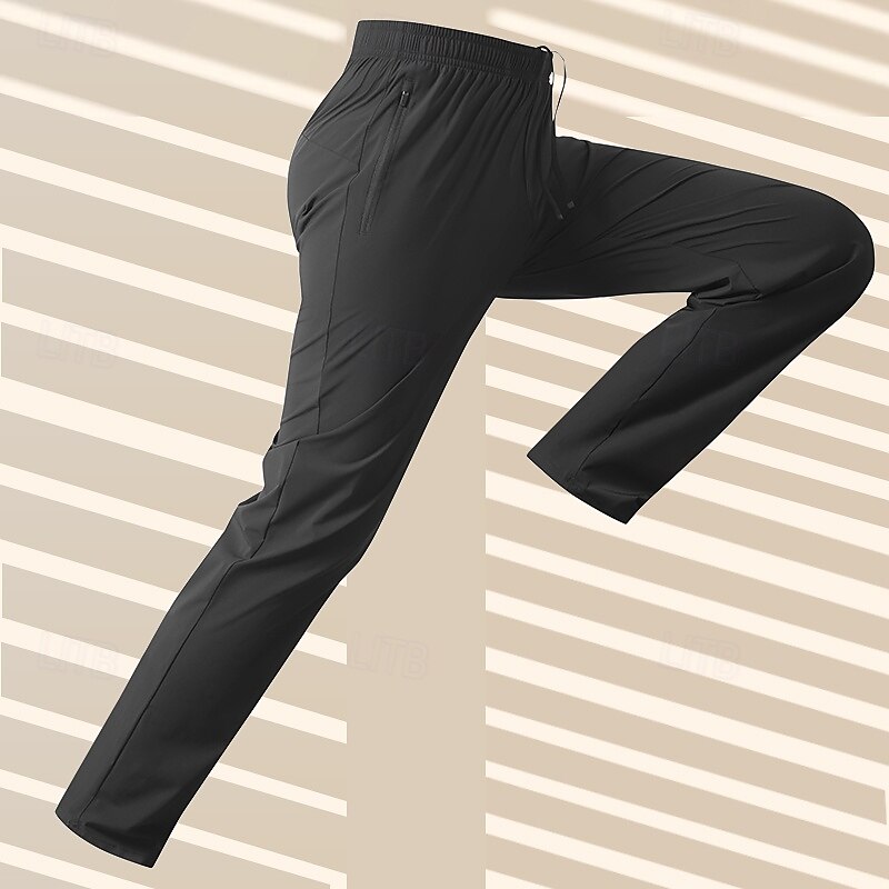 Men's Active Pants Dress Pants Trousers Casual Pants Pocket Elastic Waist Drawstring Plain Soft Sports Full Length Vacation Daily Weekend Classic Stretch Loose Fit Black 1#2