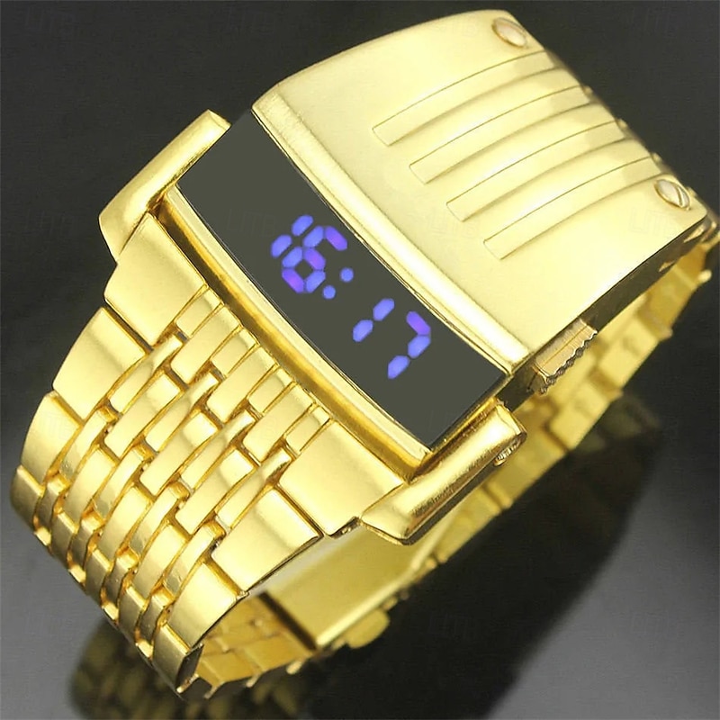 Fashion Luxury watches Conception Blue Red LED Mens Stainless Steel Wrist Watch Relogio Masculino Gold Black Silver3