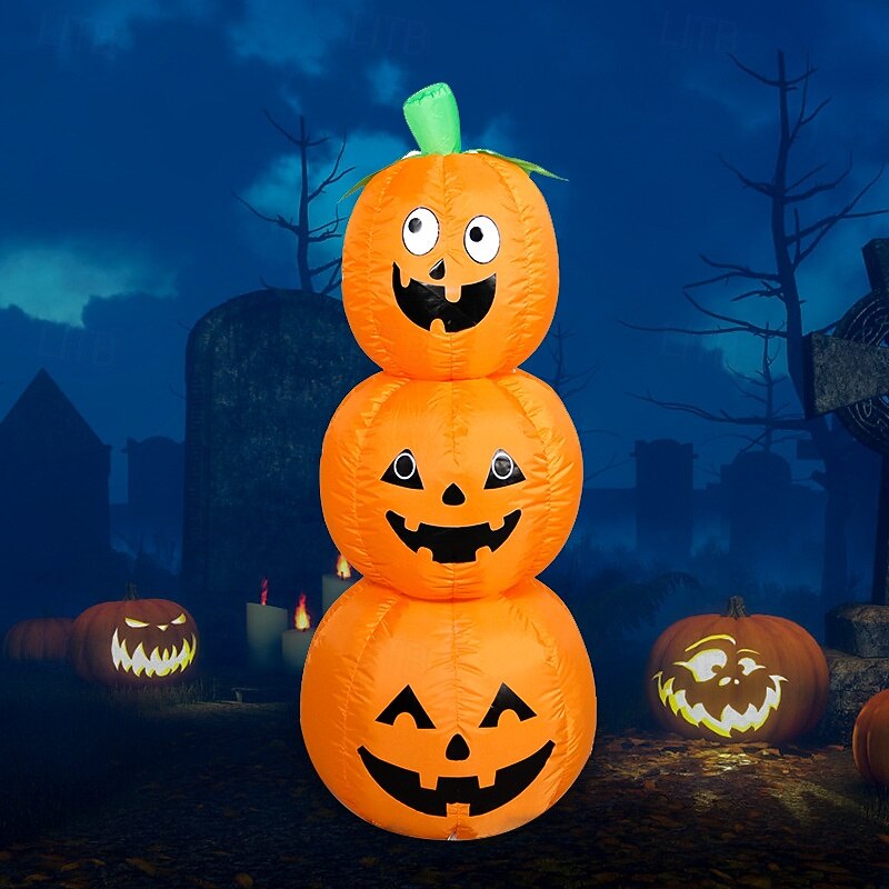 1pc, Halloween Inflatable 3 Stacked Pumpkins with Built-in Lights Blow Up Inflatables, Scene Decor, Room Decor, Home Decor, Holiday Party Decor, Halloween Decor3