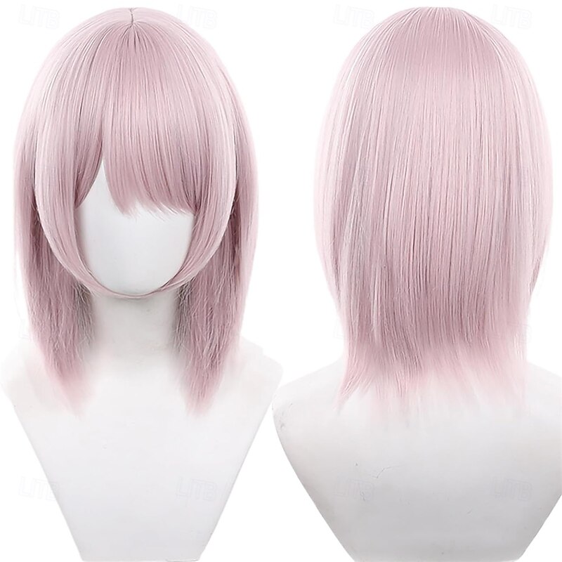 Cosplay Wig Long Straight Pink Hair with Bangs for Women Halloween Cosplay