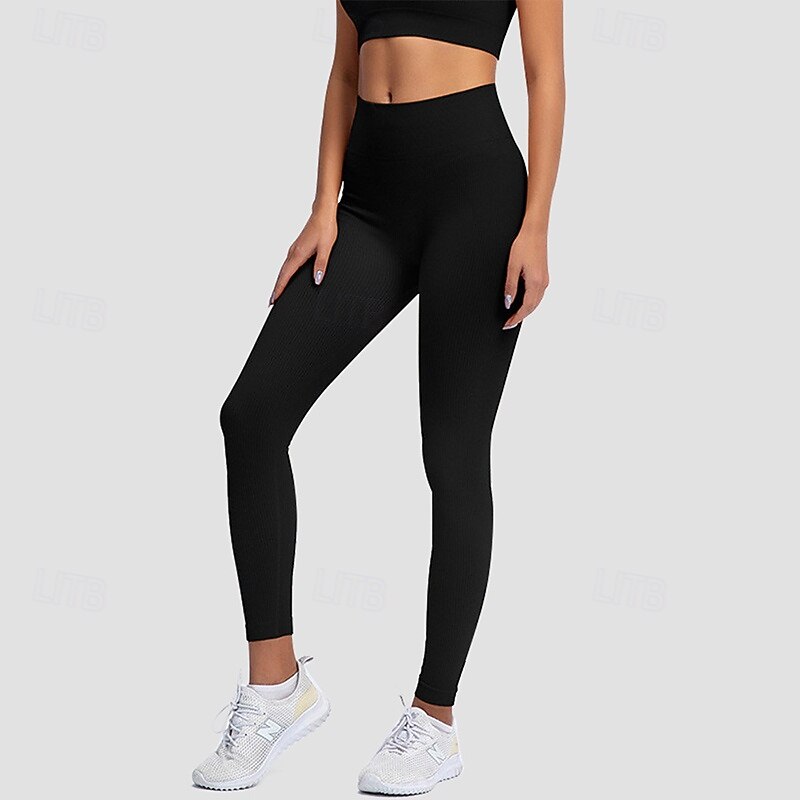 Women's Workout Leggings Yoga Pants Tummy Control High Waist Dance Pilates Running Bottoms Solid Color Black White Red Fall Sports Activewear Tight Fit3