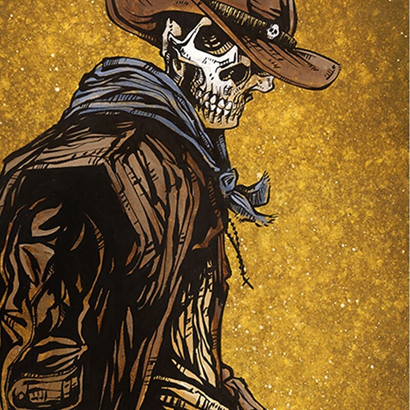 David Lozeau Men's Skull Cowboy T Shirt Short Sleeve T shirt 3D Print Crew Neck Shirt Gothic Horror Party Street Casual Lake Blue Yellow Red Summer Spring All Seasons Clothing Apparel S M L XL XXL XXX2