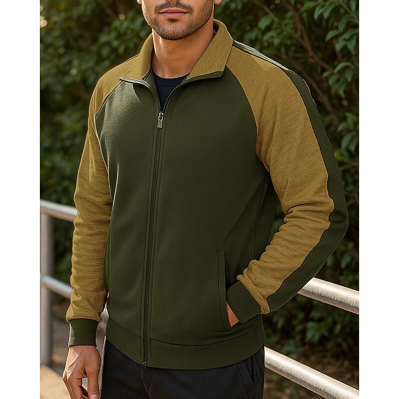 Men's Running Jacket Outdoor Jacket Pocket Hooded Long Sleeve Top Athleisure Patchwork Breathable Gym Workout Running Sportswear Activewear Red Green Gray4