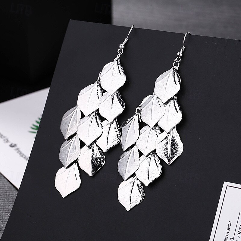 Drop Earrings Classic Leaf Earrings Jewelry Silver / Black / Gold For Party Work Gift Daily Festival2