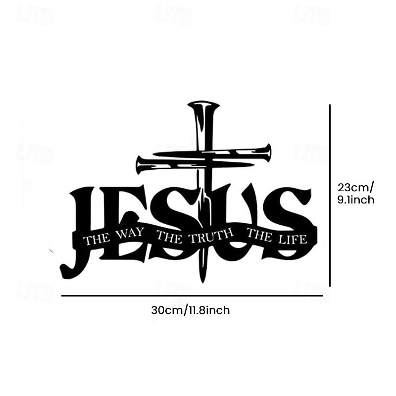 Jesus & Cross Design Wall Art Black Metal Silhouette Hollow Cutout Iron Artwork Religious Home Wall Decoration Christian Hanging Craft Ornament for Living Room Bedroom2