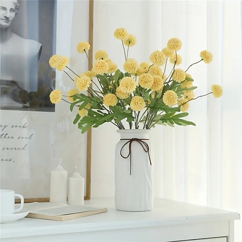 10pcs Artificial Dandelion and Chrysanthemum Silk Flower Balls, Realistic Faux Floral Decor for Home, Indoor Room, Wedding, and Event Decoration4