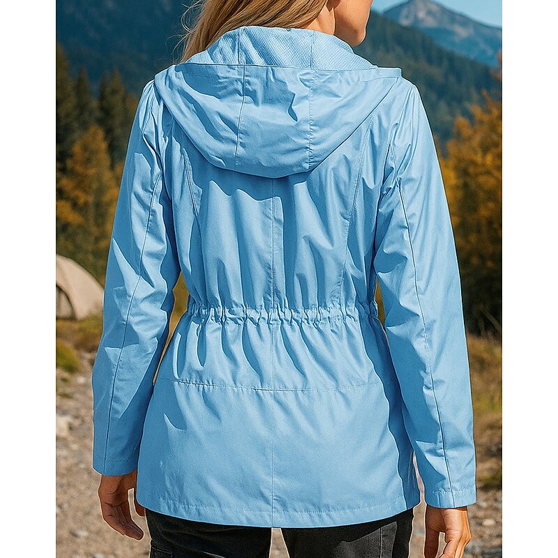 Women's Windbreaker Hiking Jacket rain coat Outdoor Waterproof Windproof Hiking Outfits Hiking Clothes Spring Autumn / Fall Top Camping / Hiking / Caving Running Solid Color Black Army Green Blue3
