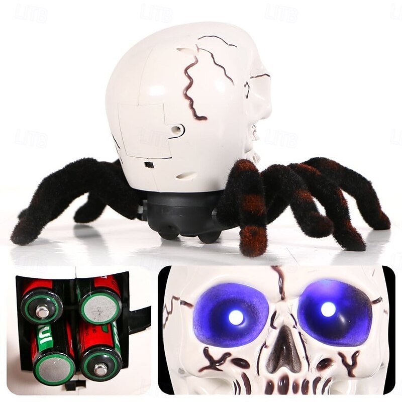 Halloween Skeleton Decor Remote Control Toy, Scary Prank Tarantula Spider with Skeleton Design, Creepy Crawling Electric RC Toy for Haunted House, Trick Props, Kids & Adults Party Favor4