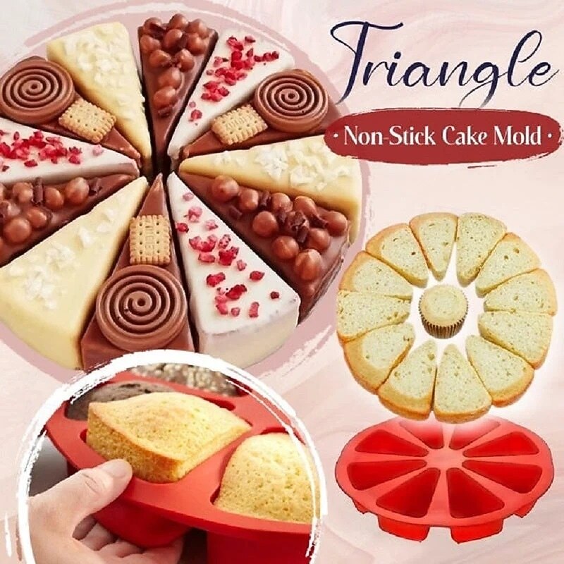 Triangle Non Stick Silicone Cake Mold Reusable Baking Mold for Cake Mousse Chocolate and Pizza Flexible Silicone Tray for Home Kitchen and Dessert Preparation Use