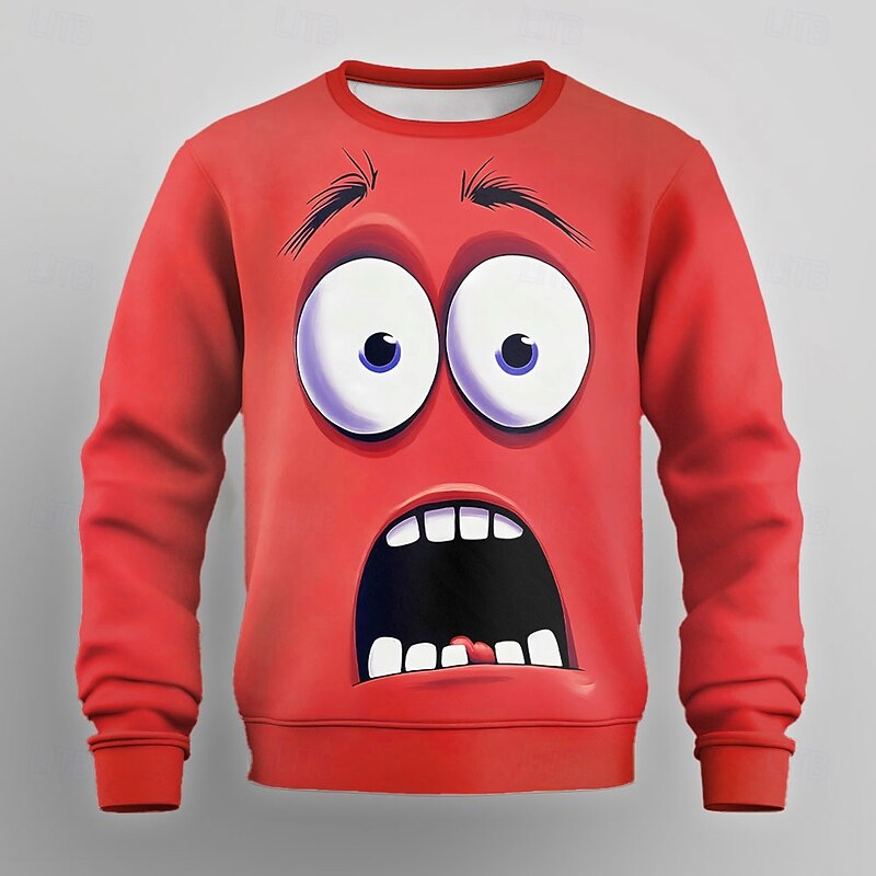 Men's Cartoon 3D Sweatshirt Sweatshirt Long Sleeve Sweatshirt Crew Neck Casual Punk & Gothic Digital Print Party Streetwear Graphic All Seasons3