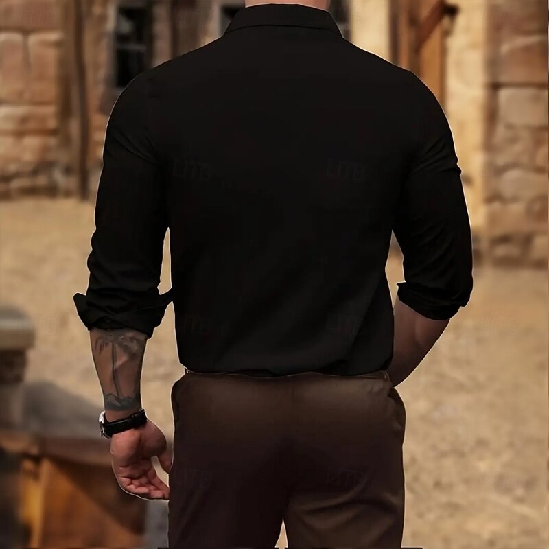 Men's Floral Print Flowers Western Shirt Button Up Shirt Cowboy Shirt Long Sleeve Western Vintage Retro Outdoor Casual Summer Spring Fall Turndown 3D Print Collared Shirts Brown Khaki Gray4