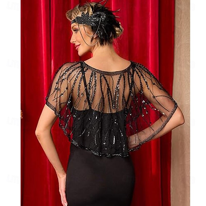Women's 1920s Shawl Wraps Sequin Flapper Evening Shawls for women Gatsby Accessories for Harlem Night3