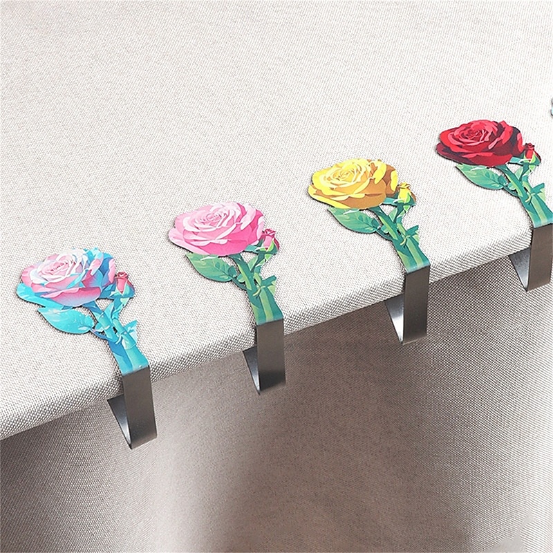 4PCS Rose Table Cloth Clips-Heavy Duty Tablecloth Holder Clips Rust-Proof Decorative Table Clamps for Outdoor Wedding and Picnic Tables Decoration3