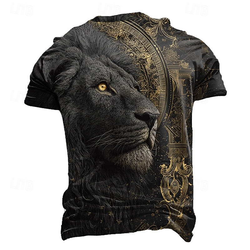 Men's Lion 3D T Shirt Short Sleeve T shirt 3D Print Crew Neck Shirt Exaggerated Designer Party Street Casual Yellow Red Purple Summer Spring All Seasons Clothing Apparel S M L XL XXL XXXL2