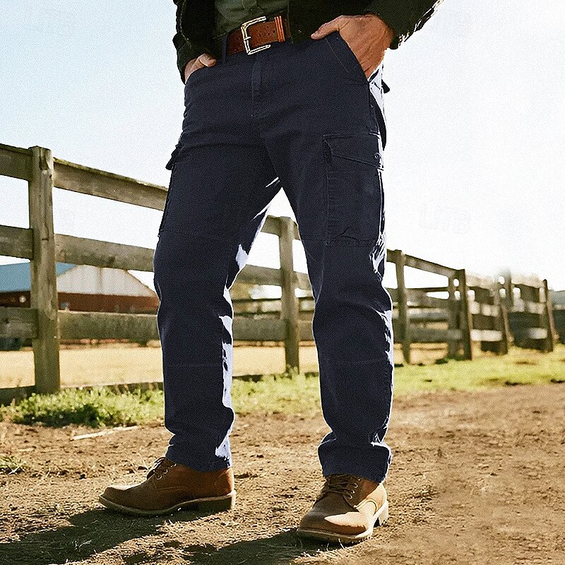 Men's Cargo Pants Trousers Hiking Pants Buttons Multi Pocket Plain Wearable Outdoor Daily Camping & Hiking Fashion Classic Black Army Green2