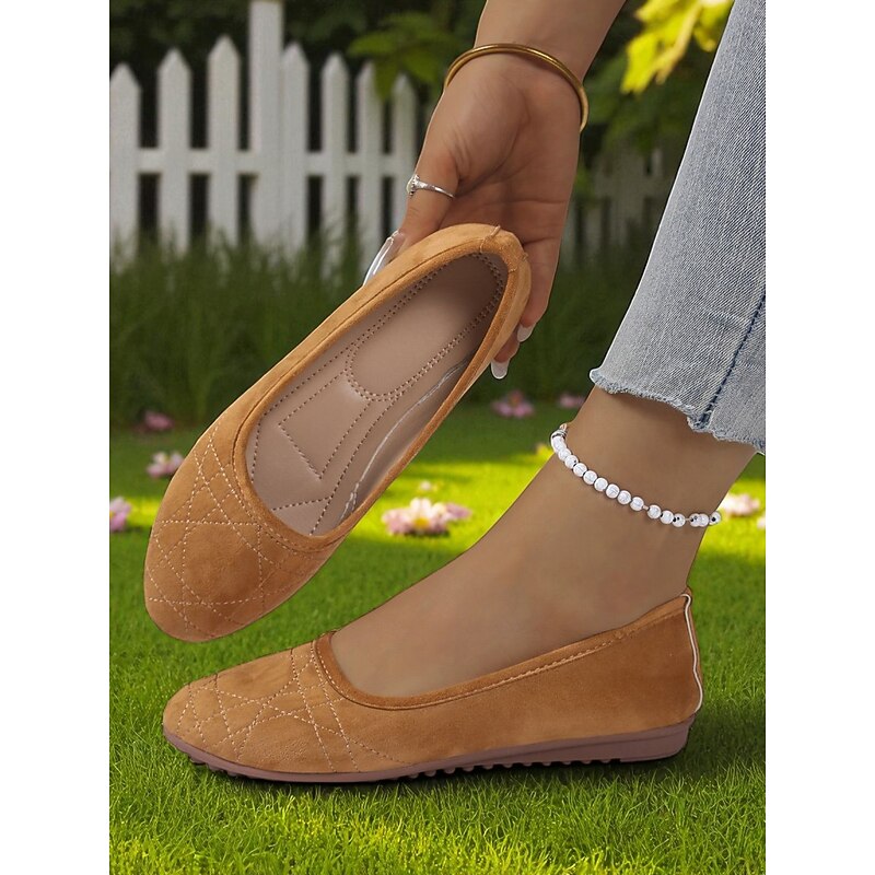 Women's Faux Suede Ballet Flats – Soft Slip-On Casual Shoes for Garden Strolls, Office Wear and Weekend Shopping4