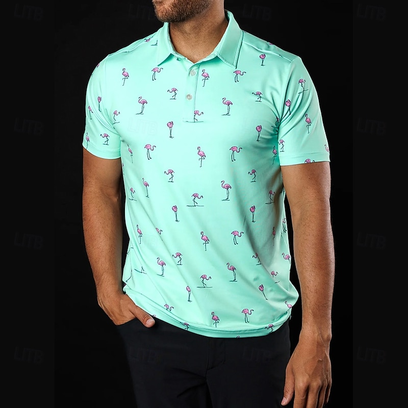 Men's Animal Golf Polo Sports Polo Shirts Short Sleeve Polo Shirts Collared Shirts Sportswear Casual Outdoor Sports Daily Wear 3D Print Buttons Summer Green2