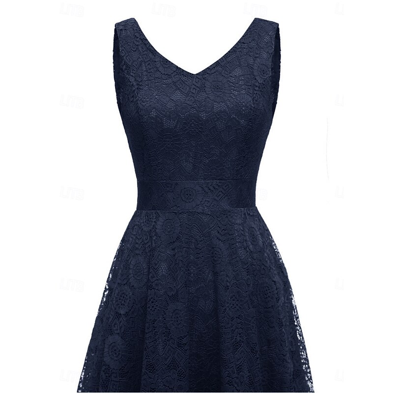 Women's Midi Dress Lace Dress Cocktail Dress Wedding Guest Dress Chiffon Elegant Fashion Modern Outdoor Cocktail Party Regular Fit Plain Sleeveless V Neck Black Pink Navy Blue Summer Spring Fall4