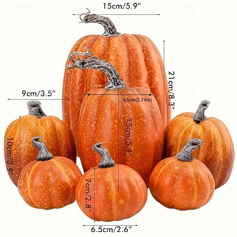 7pcs/set Garden Festival Decoration 7pcs Simulated Pumpkin Model Fake Vegetables DIY Crafts Home Birthday Wedding Halloween Decoration Party House Decoration Perfect Holiday Gift4