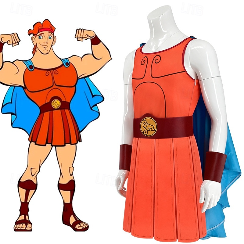 Fairy Tale Superhero Hercules Cosplay Costume Storybook Characters Movie Cosplay for Men's Boys' Kid's Adults' Halloween Carnival World Book Day Performance Educational Dress Up School Event Dress Up