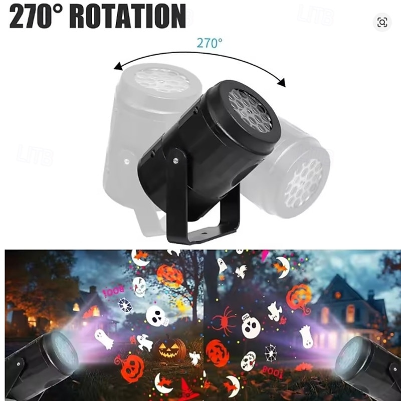 Halloween Projector Night Light Pumpkin Bat Ghost Dynamic Pattens USB Power Fairy Lamp for Bedroom Room Party Indoor Decor4