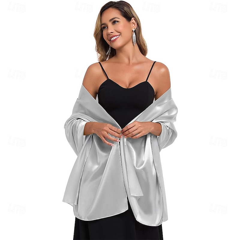 Shawls and Wraps for Evening Dresses Satin Women Long Scarf Wedding Guest Shawl2