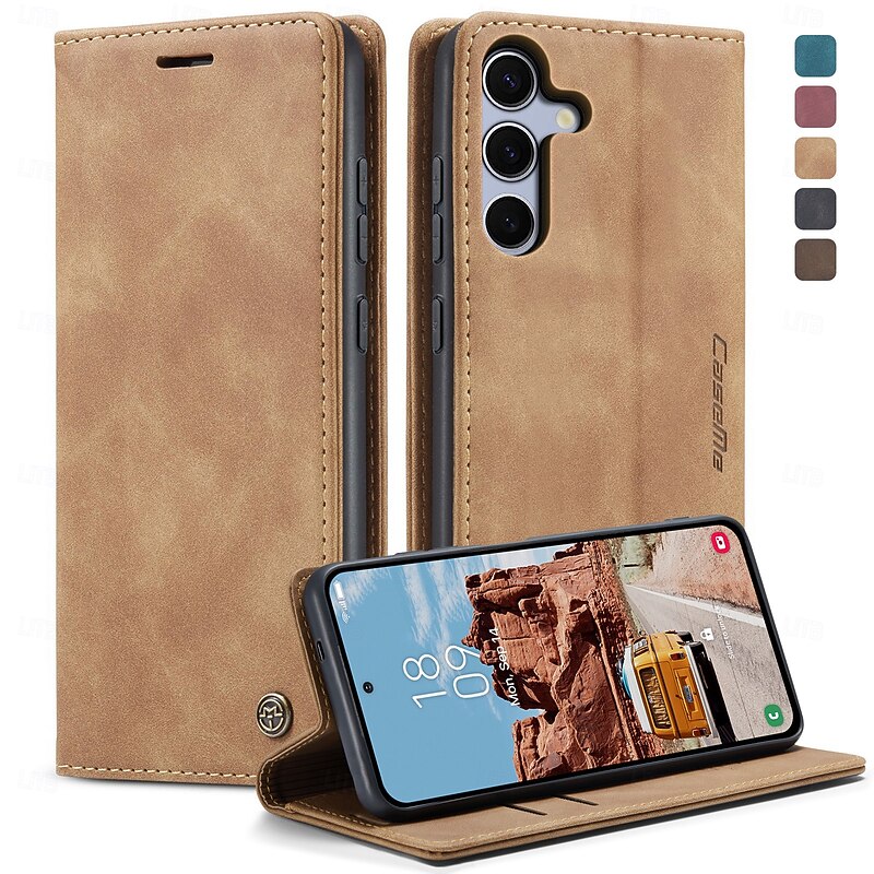 Phone Case For Samsung Galaxy S25 S25 Edge S24 Ultra Plus S24 FE S20 Flip Cover Kickstand Shockproof TPU PU Leather