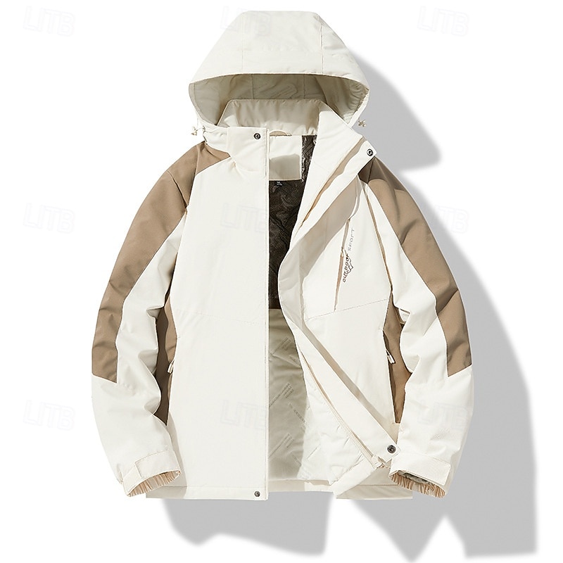 Men's Softshell Jacket Hiking Jacket Thermal Jacket Outdoor Waterproof Windproof Hiking Outfits Hiking Clothes Winter Autumn / Fall Top Camping / Hiking / Caving Running Patchwork Dark Grey Black3