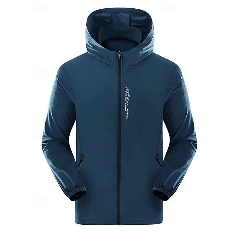 Men's Running Jacket Outdoor Jacket Pockets Full Zip Long Sleeve Outerwear Athletic Fall Solid Colored Waterproof Sun Protection Windproof Lightweight Fishing Hiking Running Sportswear Activewear4
