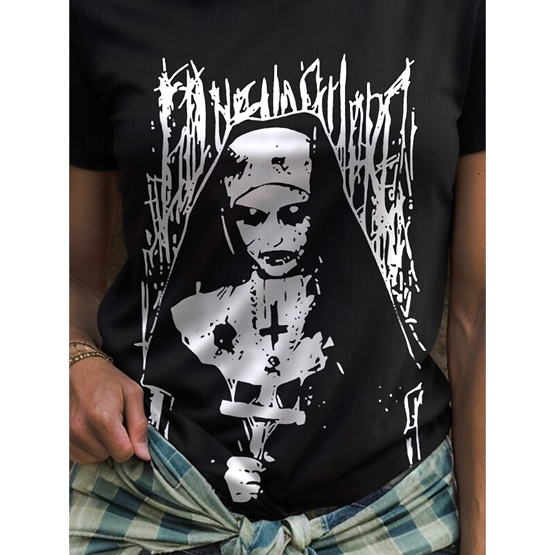 Halloween Women's T Shirt Graphic Ghost Witch Vintage Stylish Classic Short Sleeve Crew Neck Round Neck Regular Tops Daily Weekend Print Black Yellow Pink Red Blue Summer Fall3