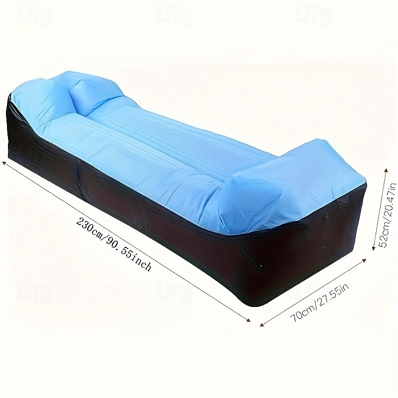 1-Pack Outdoor Folding Inflatable Sofa Bed with Pillow - Tear-Resistant Breathable & Non-Slip Lightweight Portable Design for Camping Beach Outdoor Parties - No Pump Needed Quick Inflation2