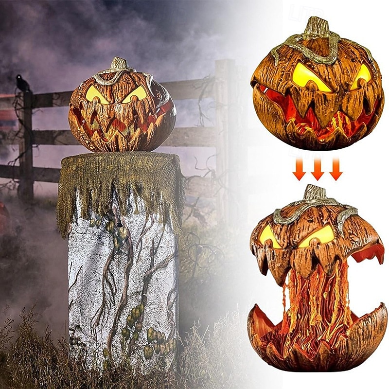 Halloween Pumpkin Lantern Foldable Scary Stretchable with Sound Party Decoration for Indoor/Outdoor 20cm