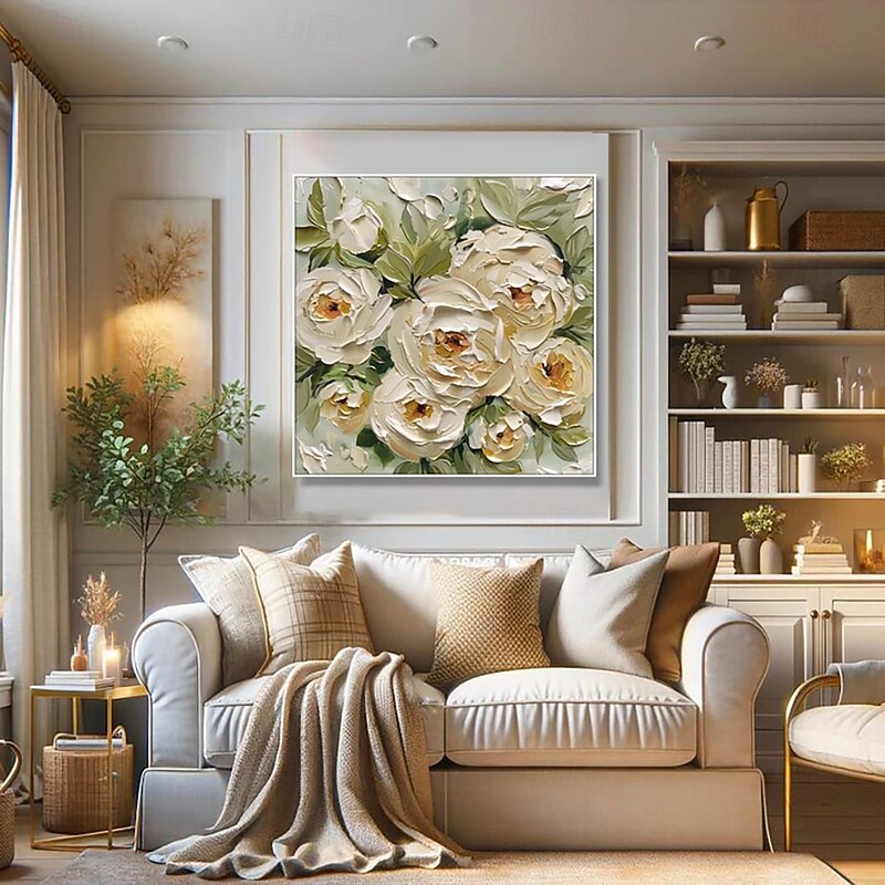 Handmade Oil Painting Canvas Wall Art Decoration Modern Abstract 3D Palette Knife Flowers for Home Decor Stretched Frame Hanging Painting/Rolled Canvas (No Frame)4