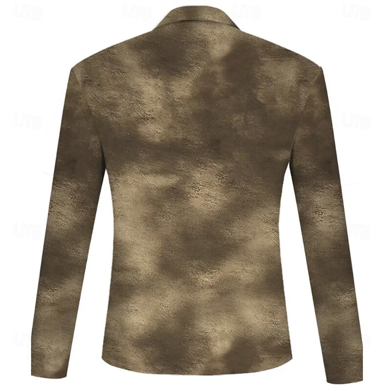 Male Graphic Cross Polo Long Sleeve Turndown Vintage Style Casual Sports & Outdoor Athleisure Casual Daily Zipper 3D Print Spring Fall Winter Dark Grey Blue Brown2