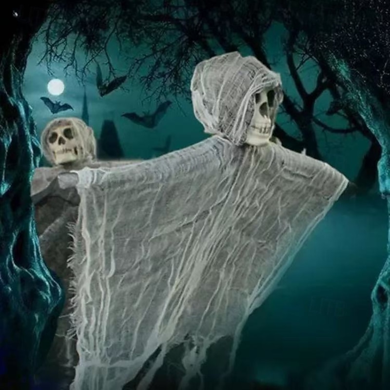 Halloween Large Hanging Ghost Scary Skull Decoration, Haunted House and Escape Room Prop, Witch and Horror Scene Setup for Bar, KTV, Party, Spooky Halloween Decor