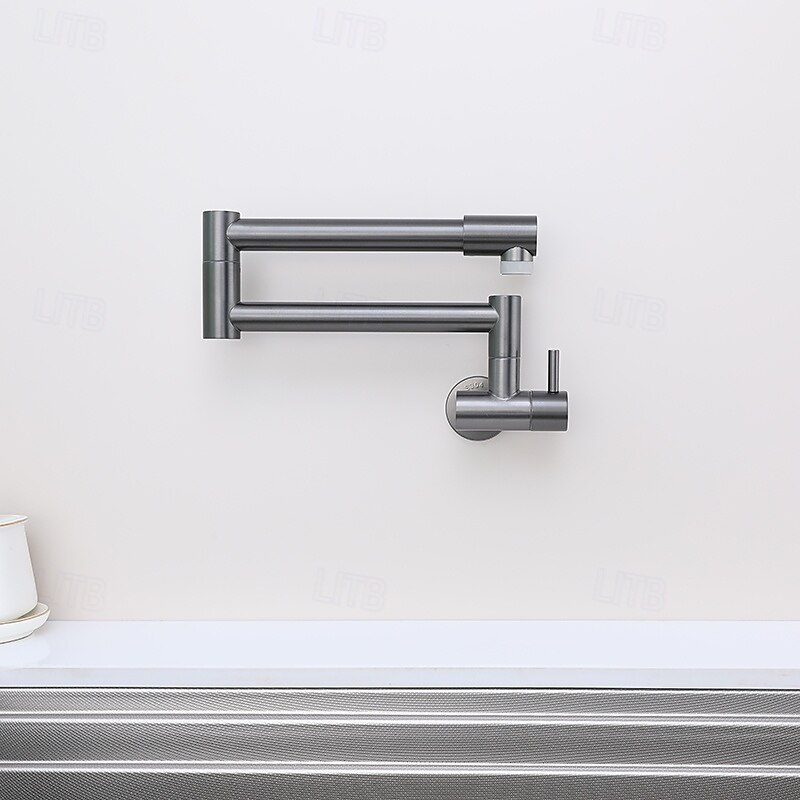 Kitchen faucet - Single Handle One Hole Nickel Brushed / Stainless Steel Standard Spout / Pot Filler Wall Mounted Modern Contemporary Kitchen Taps3