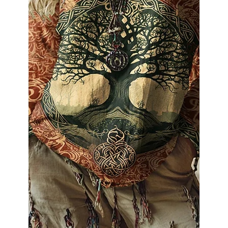 Women's Blouse Graphic Vintage Daily Casual  Long Sleeve V Neck Regular Tops Tribal Tree Of Life Vintage Designer Basic Print Vacation Street Going out Daily Holiday Print Wine Summer Spring Fall3