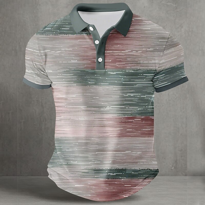 Men's Abstract Geometic Polo Short Sleeve Polo Shirts Collared Shirts Casual Street Athleisure Daily Wear Buttons Summer Yellow Blue Green3