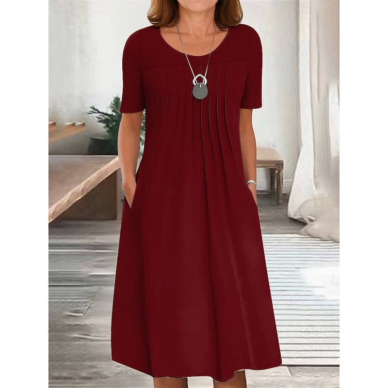 Women's Midi Dress T Shirt Dress Tee Dress A Line Dress Summer Dress Vacation Casual Daily Regular Fit Graphic Plain Short Sleeve Crew Neck Black White Red Blue Summer Spring2