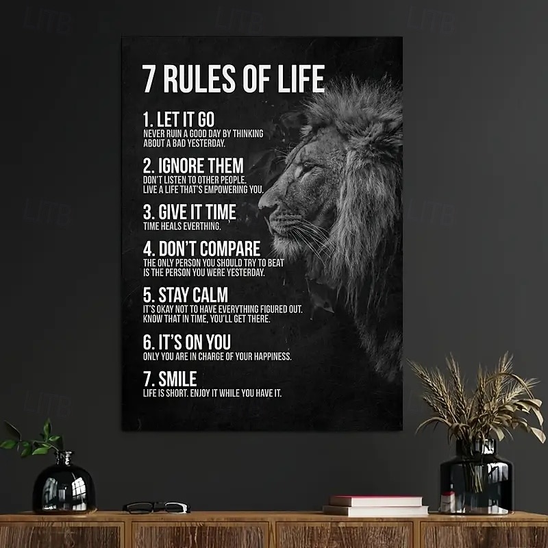 1 Frameless Canvas Poster Modern Art 7 Rules Of Life Inspirational Canvas Painting Ideal Gift For Bedroom Living Room Corridor Wall Art Wall Decoration Winter Decoration Room Decoration3