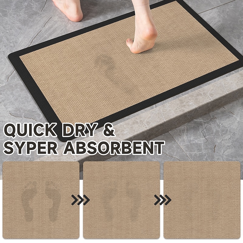 Bath Mat Soft Diatomaceous Earth Absorbent Quick Dry Bathroom Rug Non Slip Toilet Floor Mat for Shower Room Entryway Home Washroom Door Carpet2