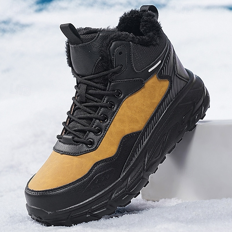 Men's Waterproof Winter Hiking Boots with Warm Lining, Non-Slip Outdoor Snow Shoes for Cold Weather Trekking & Camping